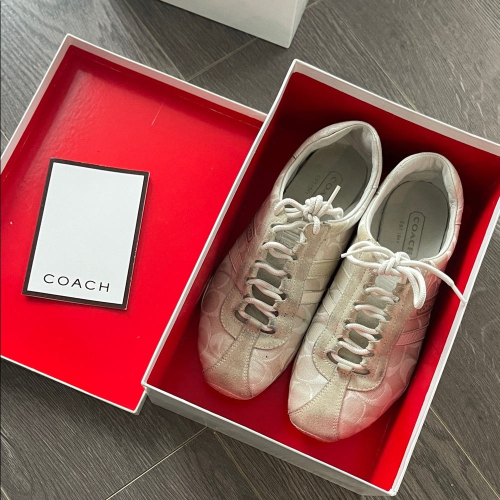 Coach Cream Lace-Up Sneakers
